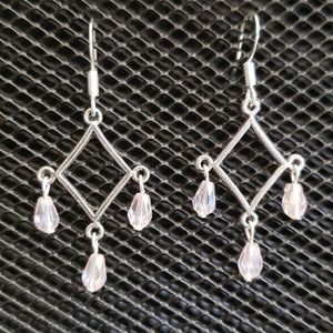 Pale pink faceted crystal chandelier earrings